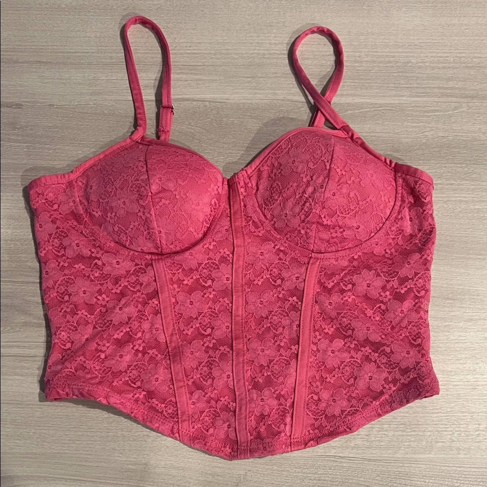 Elegant Pink Lace Bustier